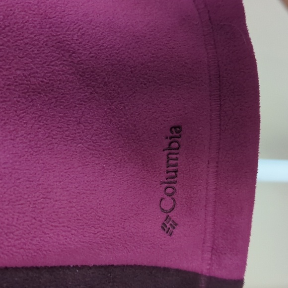 Columbia Fleece Zip Up Color Block Jacket MEDIUM Brown Mauve - Picture 12 of 16